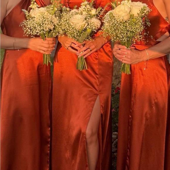 Azazie One-Shoulder Satin Dress in Rich Copper - Picture 7 of 9